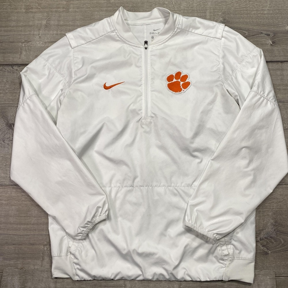 Clemson Tigers Jacket Mens Medium White NCAA Football Nike Dri Fit 1/4 Zip - Picture 2 of 12